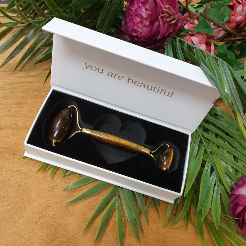 Crystal Face Roller - Tiger Eye Face Roller & Gua Sha at World Of Decor NZ