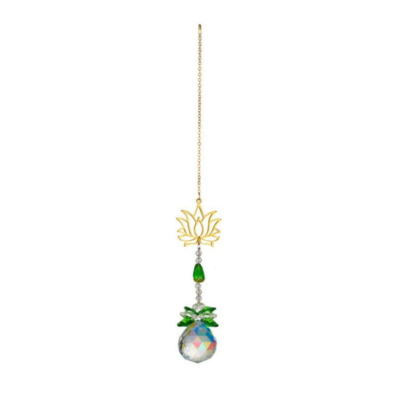 Crystal Suncatcher - Lotus Green Ball 30cm Crystal, Crystal Suncatcher & Gem Tree at World Of Decor NZ