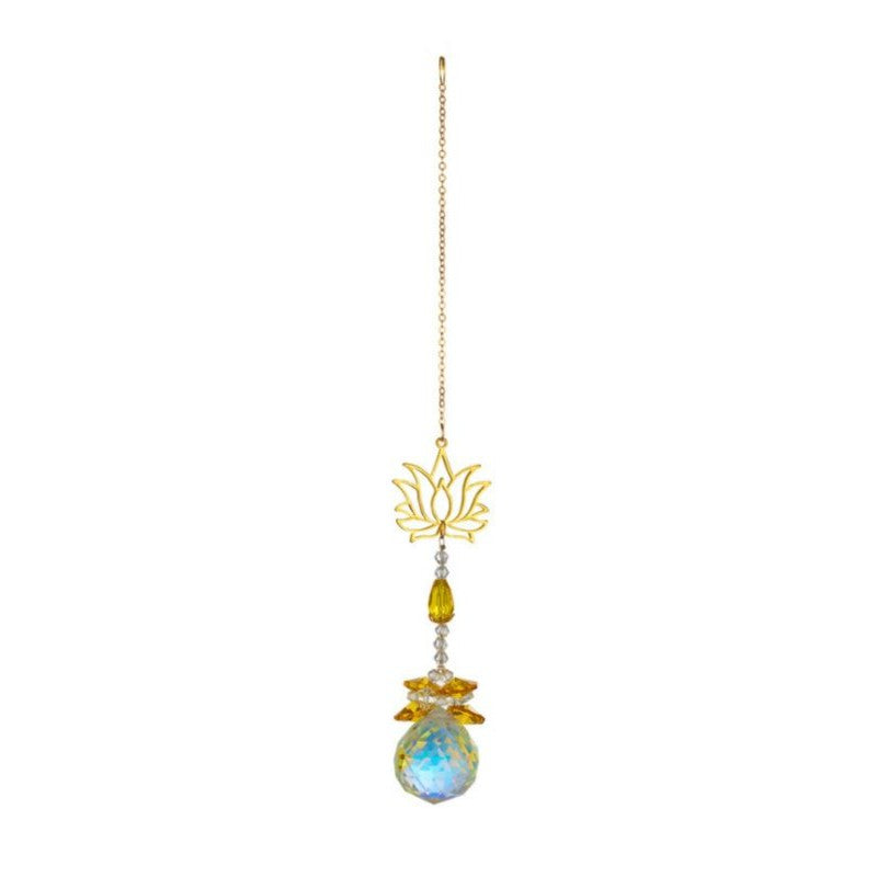 Crystal Suncatcher - Lotus Yellow Ball 30cm Crystal, Crystal Suncatcher & Gem Tree at World Of Decor NZ