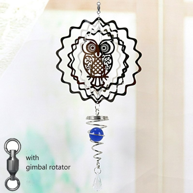 Crystal Votex Wind Spinner - Owl Windchimes & Outdoors at World Of Decor NZ