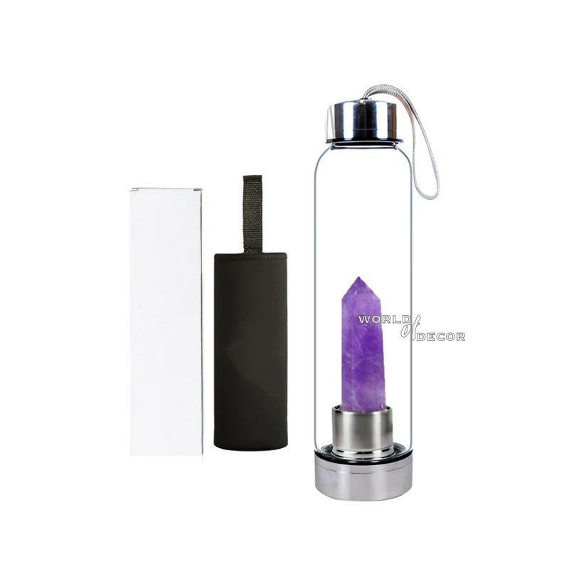Crystal Water Bottle - Brazilian Amethyst Point CRYSTAL BOTTLE at World Of Decor NZ