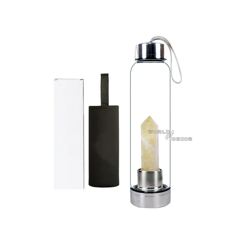 Crystal Water Bottle - Citrine Point CRYSTAL BOTTLE at World Of Decor NZ