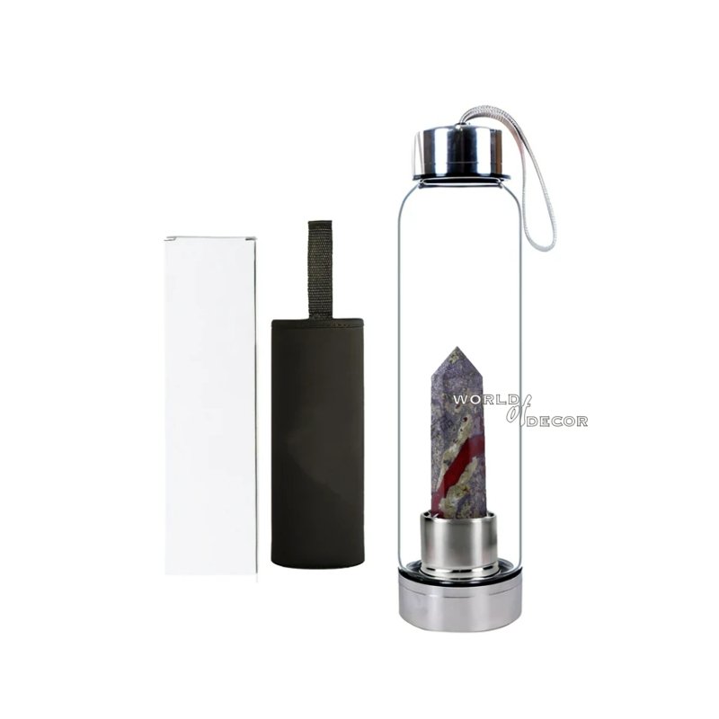 Crystal Water Bottle - Dragon Bloodstone Point CRYSTAL BOTTLE at World Of Decor NZ