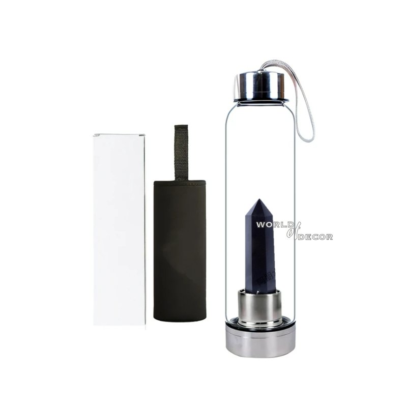 Crystal Water Bottle - Obsidian Point CRYSTAL BOTTLE at World Of Decor NZ
