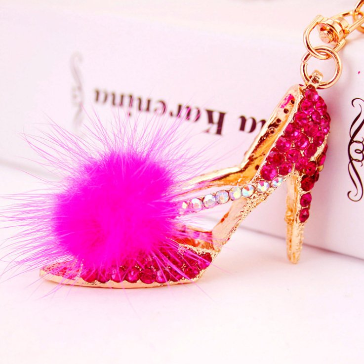 Diamante Key Ring - Pink High Heel KEY RING at World Of Decor NZ