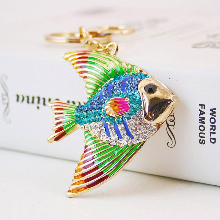 Fish Finger Key Rings Diamante Key Ring-Tropical Fish-World Of Decor