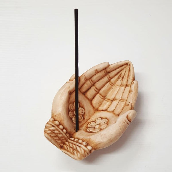 Double Hand Offering Incense Holder Bone Colour at World Of Decor NZ