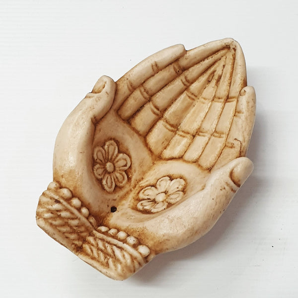 Double Hand Offering Incense Holder Bone Colour at World Of Decor NZ