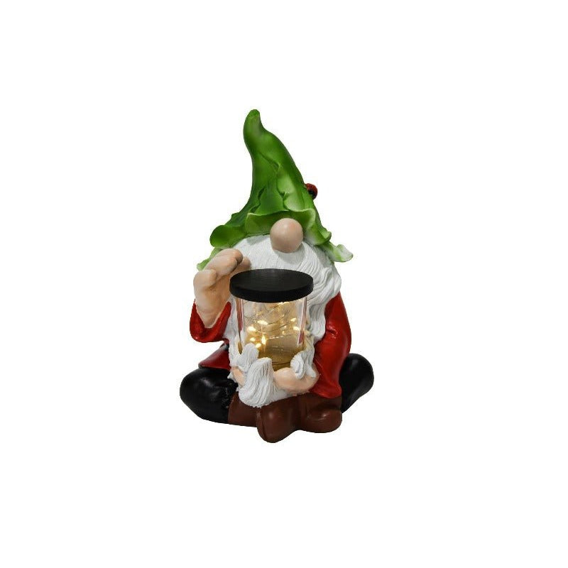 Dwarf/ Gnome Holding Solar Light Tin Can Poly Resin Figurines & Animals at World Of Decor NZ
