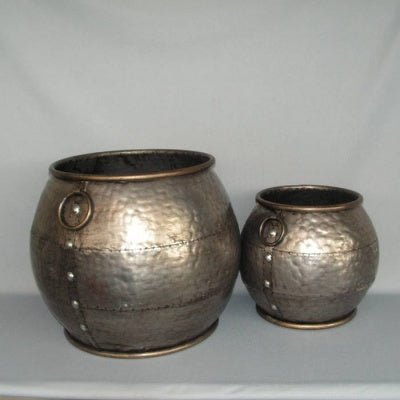 Hammered Gunmetal Urn - Small Pot Plant Hangers & Holders at World Of Decor NZ