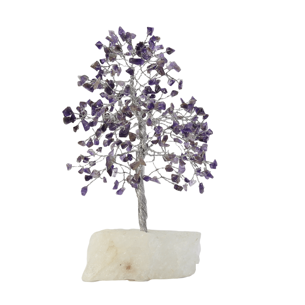 Gemstone Tree Crystal Amethyst with White Jade Base 25cm CRYSTAL 1 at World Of Decor NZ