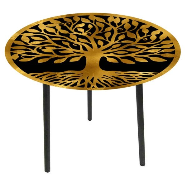 Glass Top Side Table - Tree Of Life at World Of Decor NZ
