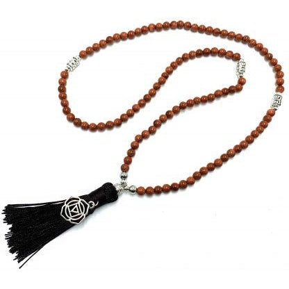 Goldstone Mala Beads with Crown Chakra Charm Necklace - 108 Beads* CRYSTAL at World Of Decor NZ