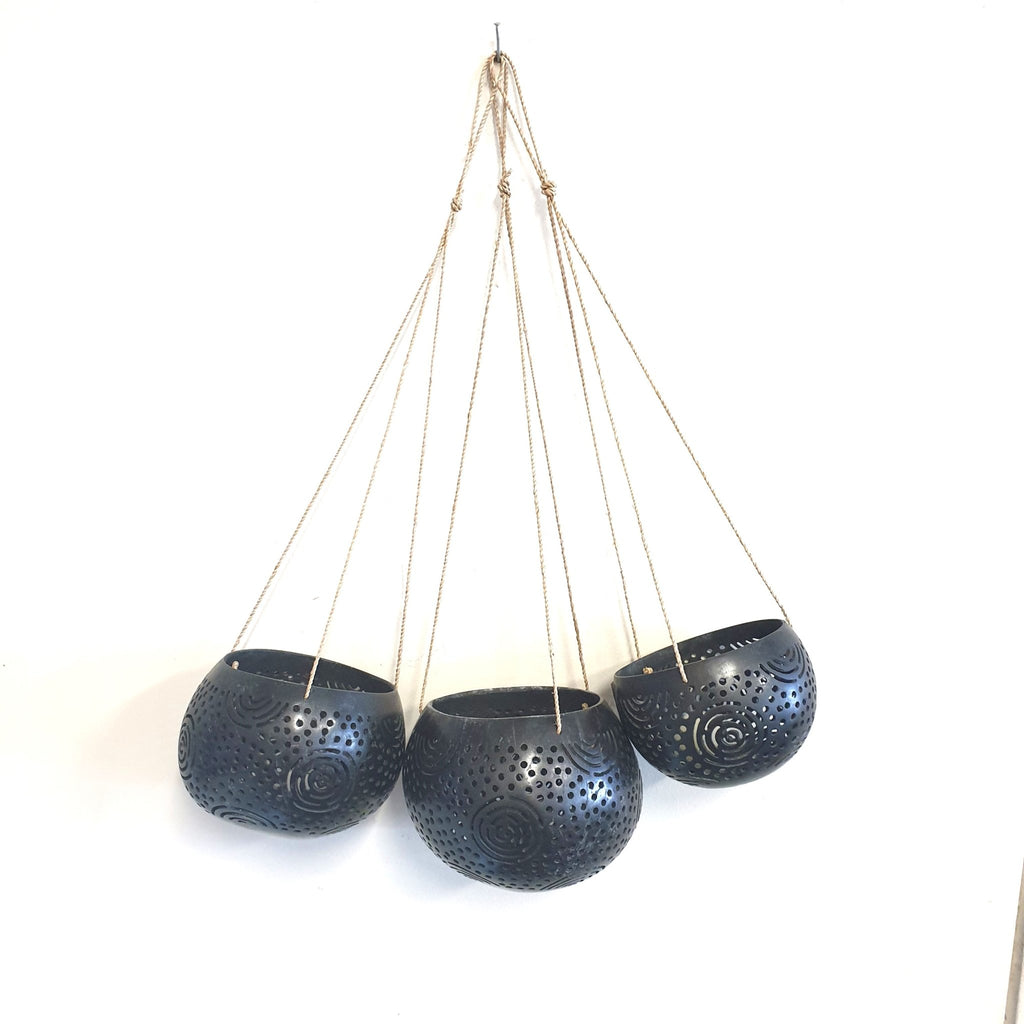 Hanging Coconut Bowl - Large Black Home Accessories at World Of Decor NZ