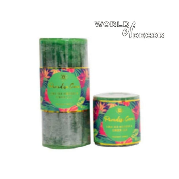 Scented Pillar Candle Luna Red Hibiscus & Ginger Lily 10cmH at World Of Decor NZ