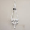 Macrame Pot Plant Hange Single 22cm - White with Black Bead Pot Plant Hangers & Holders at World Of Decor NZ