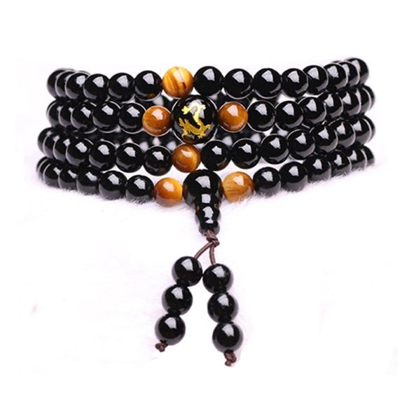 Mala Necklace 108 Beads - Tiger Crystal, Chakra Stone Bracelet, Necklace at World Of Decor NZ