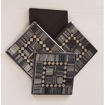 Mosaic Coaster S/4 - Silver & Black COASTER at World Of Decor NZ