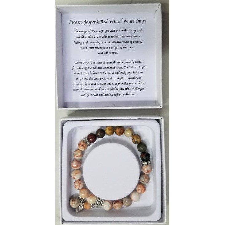 Picasso Jasper & Red Veined White Onyx Bracelet CRYSTAL at World Of Decor NZ