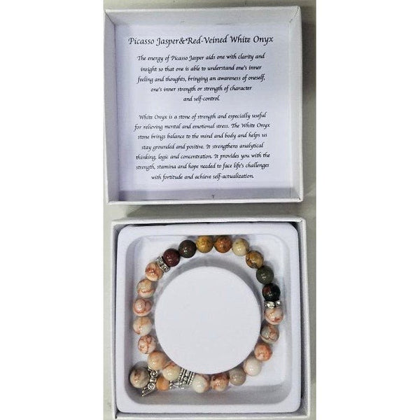 Picasso Jasper & Red Veined White Onyx Bracelet CRYSTAL at World Of Decor NZ