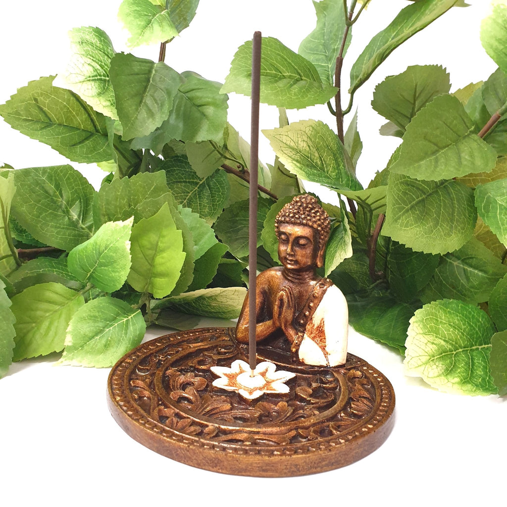 Round Incense Holder - Greeting Buddha Cream Candle,Tealight & Incense Holders at World Of Decor NZ