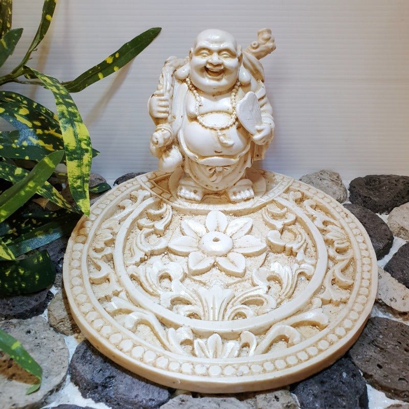 Round Incense Holder Happy Buddha Candle,Tealight & Incense Holders at World Of Decor NZ