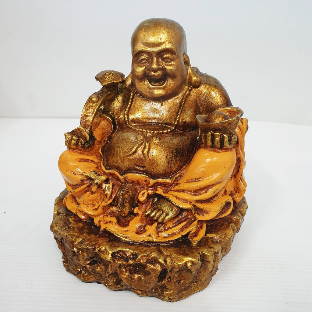 Ru Yi Wealth Happy Buddha - Orange Poly Resin Buddhas at World Of Decor NZ