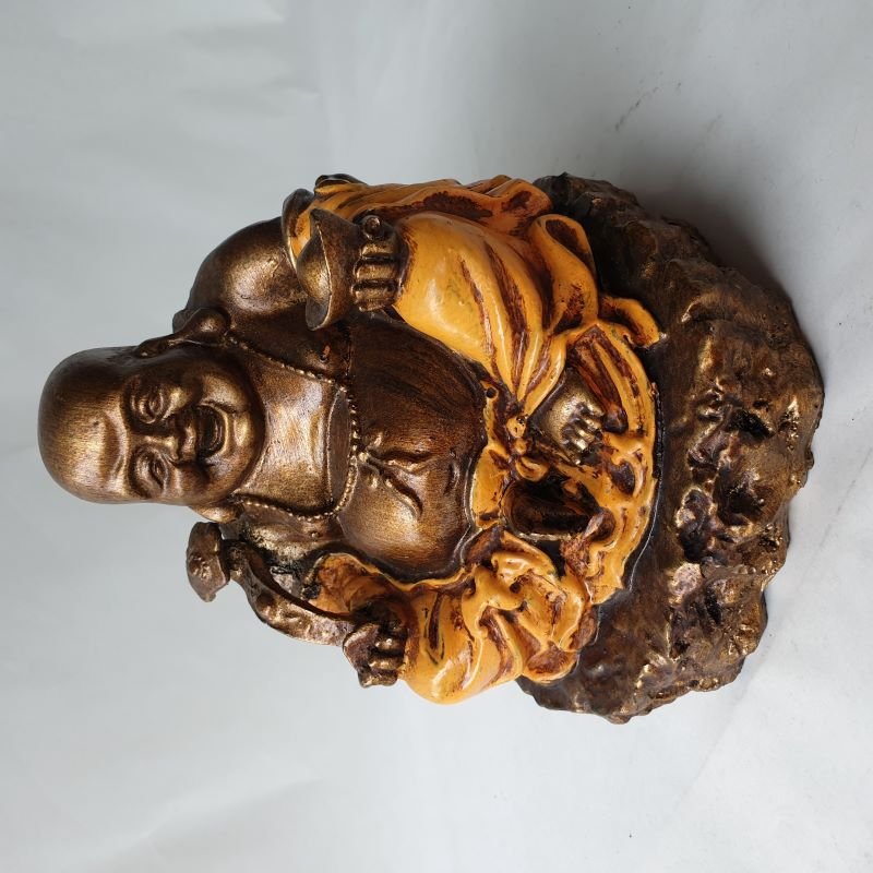 Ru Yi Wealth Happy Buddha - Orange Poly Resin Buddhas at World Of Decor NZ