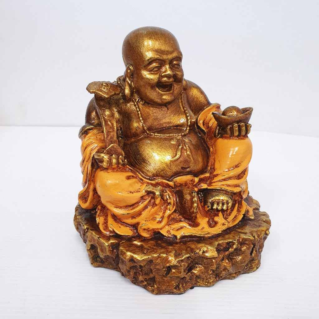 Ru Yi Wealth Happy Buddha - Orange Poly Resin Buddhas at World Of Decor NZ