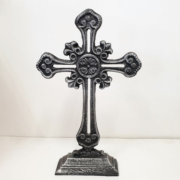 Silver Cross On Base 37cm at World Of Decor NZ