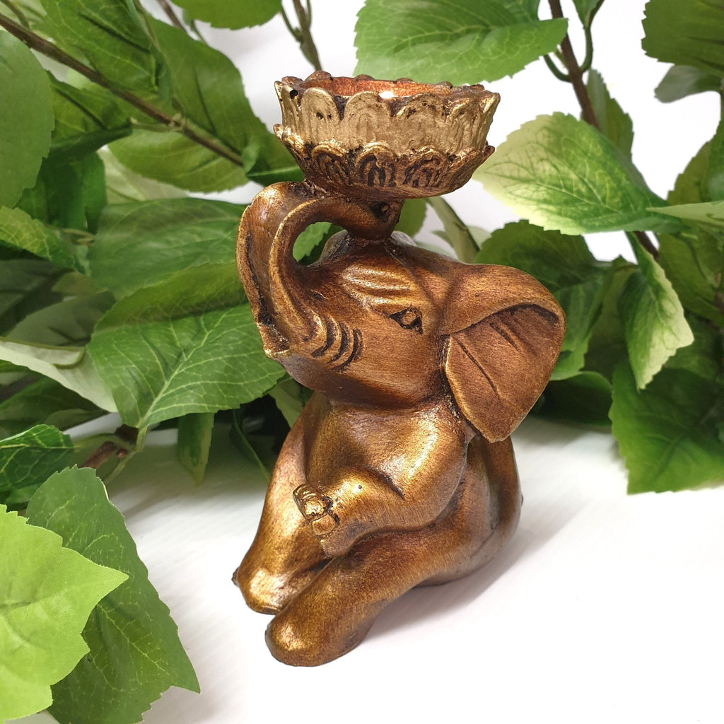 Wealth Elephant Candle Holder - Gold Candle,Tealight & Incense Holders at World Of Decor NZ