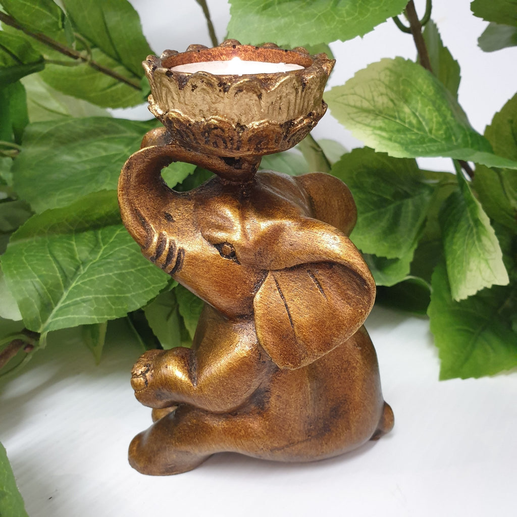 Wealth Elephant Candle Holder - Gold Candle,Tealight & Incense Holders at World Of Decor NZ