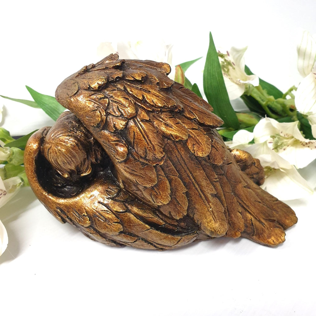 Sleeping Angel Antique Colour Small Poly Resin Figurines & Animals at World Of Decor NZ