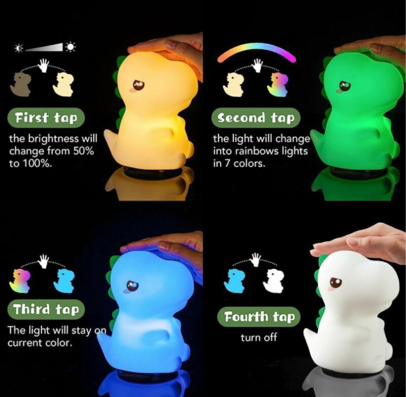 Soft Touch Silicone LED Dinosaur LAMP at World Of Decor NZ