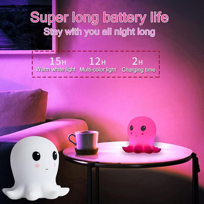 Soft Touch Silicone LED Octopus LAMP at World Of Decor NZ