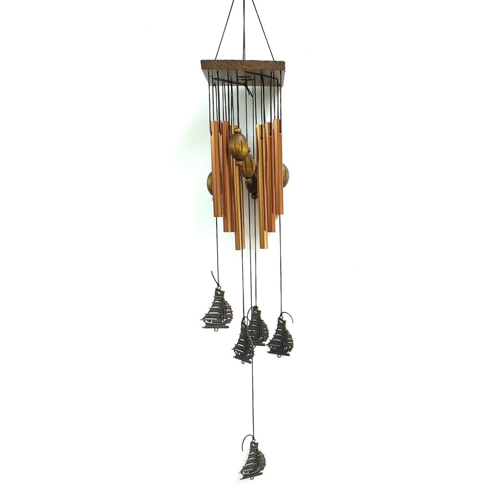 Square Metal Wind Chime-Wealth Ship 8 Rod at World Of Decor NZ