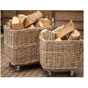 Storage Basket on Wheels Grey - Large Cane & Rattan at World Of Decor NZ