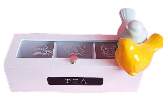 Tea Box White 3 Slot Home Accessories at World Of Decor NZ