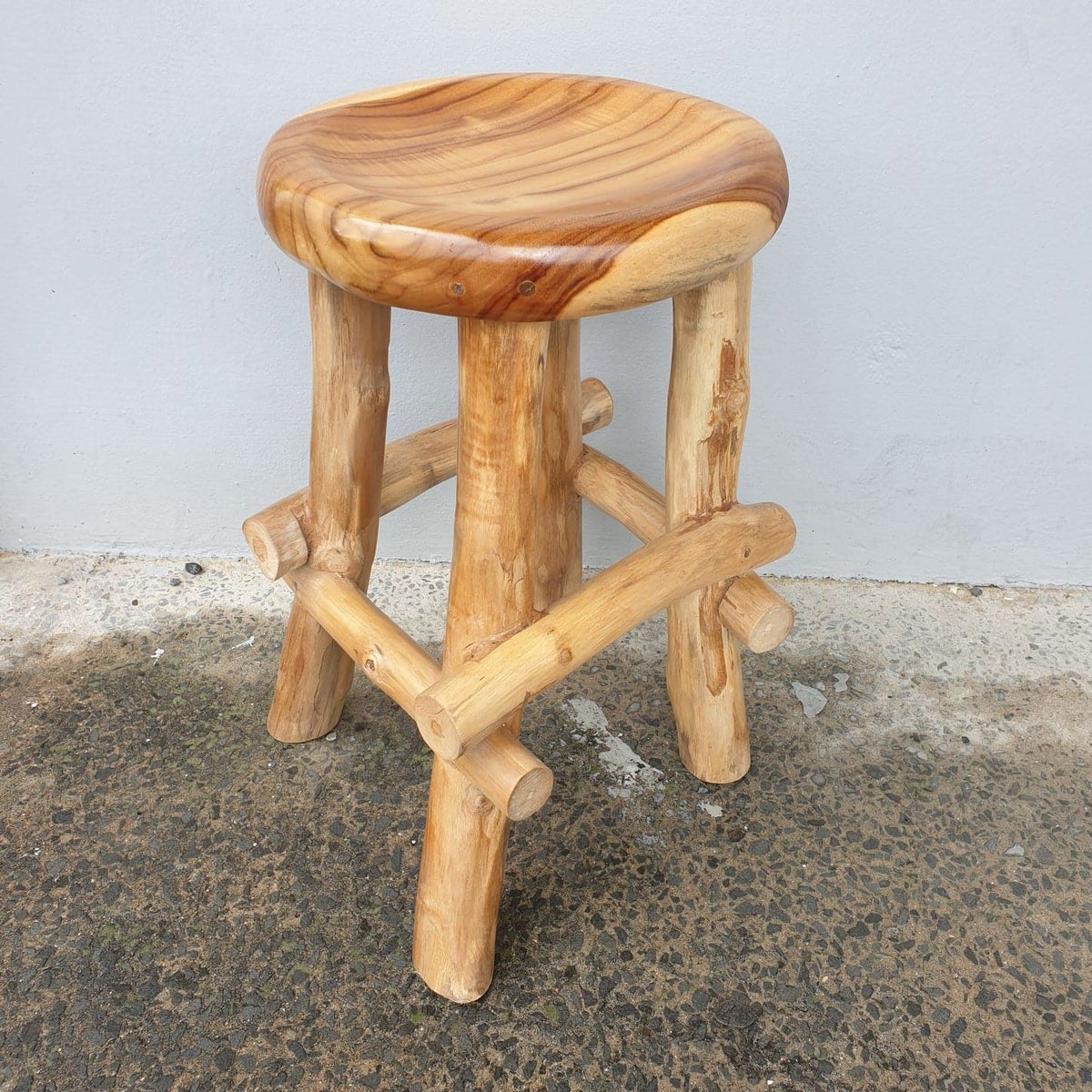 Teak Rustic Stool-World Of Decor