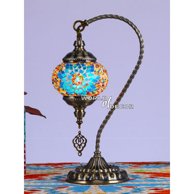 Turkish Mosaic Electric Lamp Swan Neck Large - 10 MORROCCAN LAMP at World Of Decor NZ