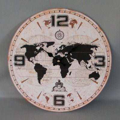 Wall Clock-World Map at World Of Decor NZ