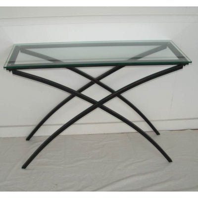 Cross Design Hall Table Glass Top FURNITURE at World Of Decor NZ