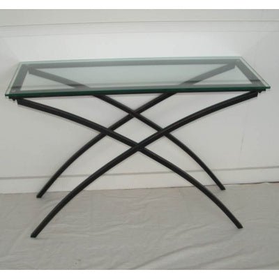 Cross Design Hall Table Glass Top at World Of Decor NZ
